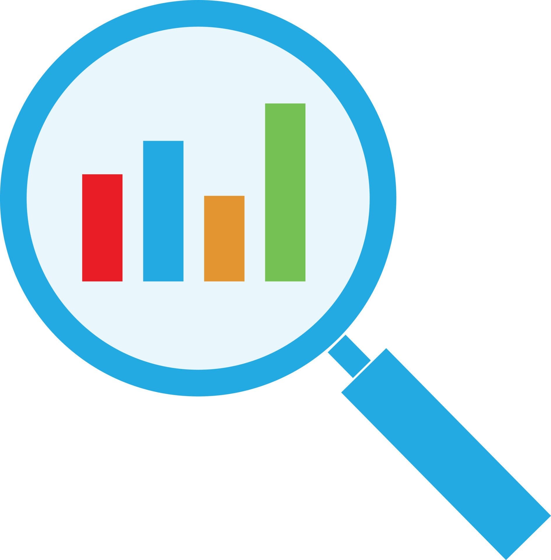 Magnifying glass symbolizing analysis.