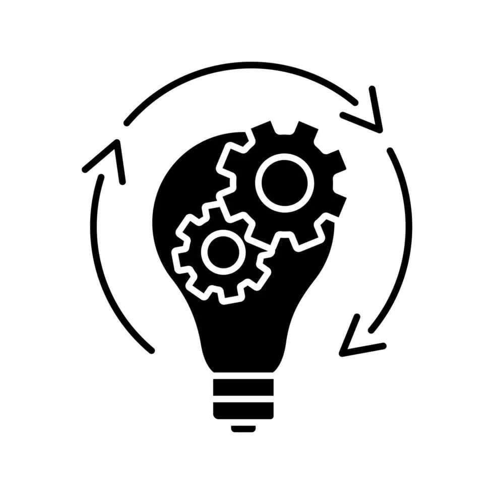 Gears turning inside a lightbulb.
