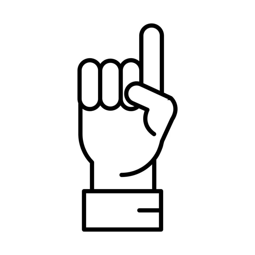 Icon of a hand pointing at numbers.