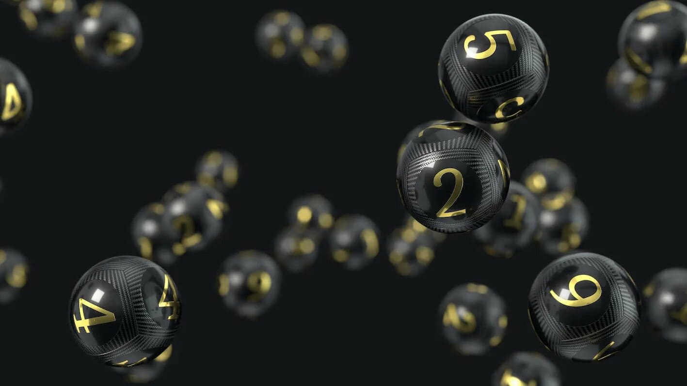 An abstract illustration of lottery balls and question marks, representing a choice.