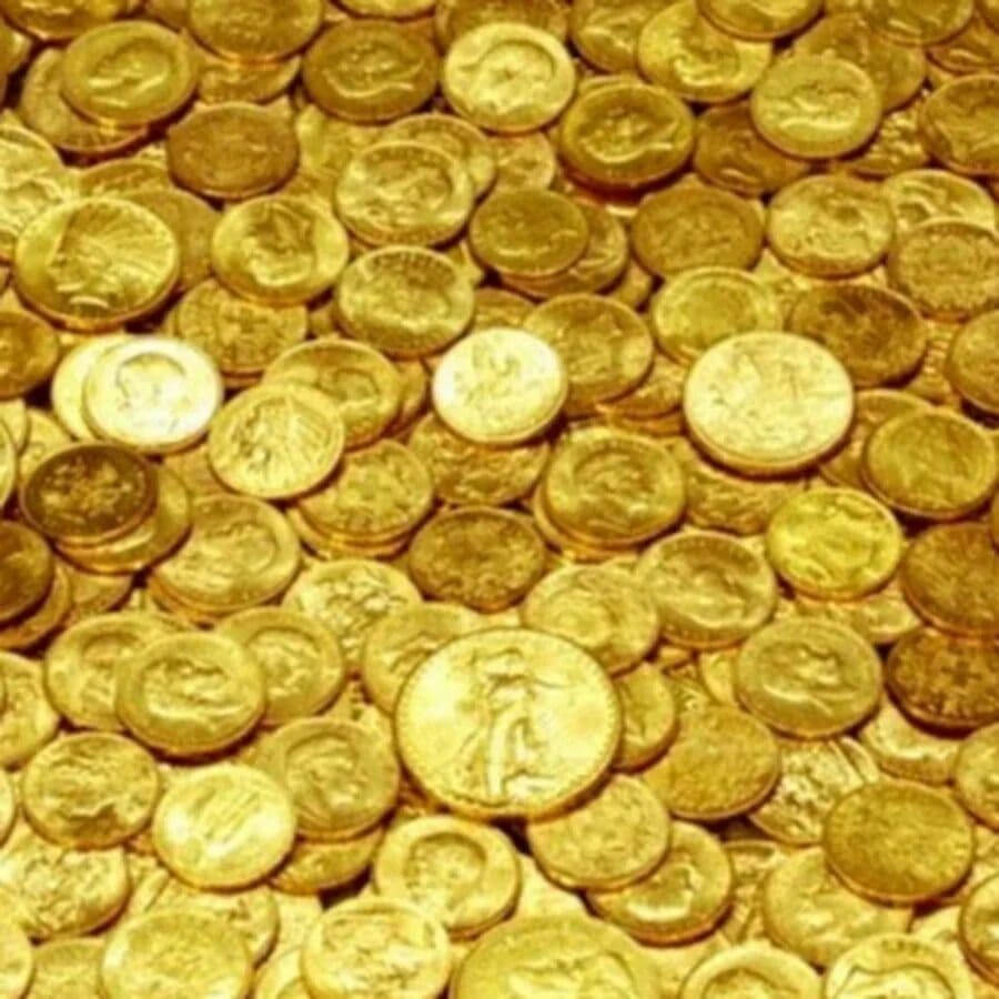 A pile of gold coins.