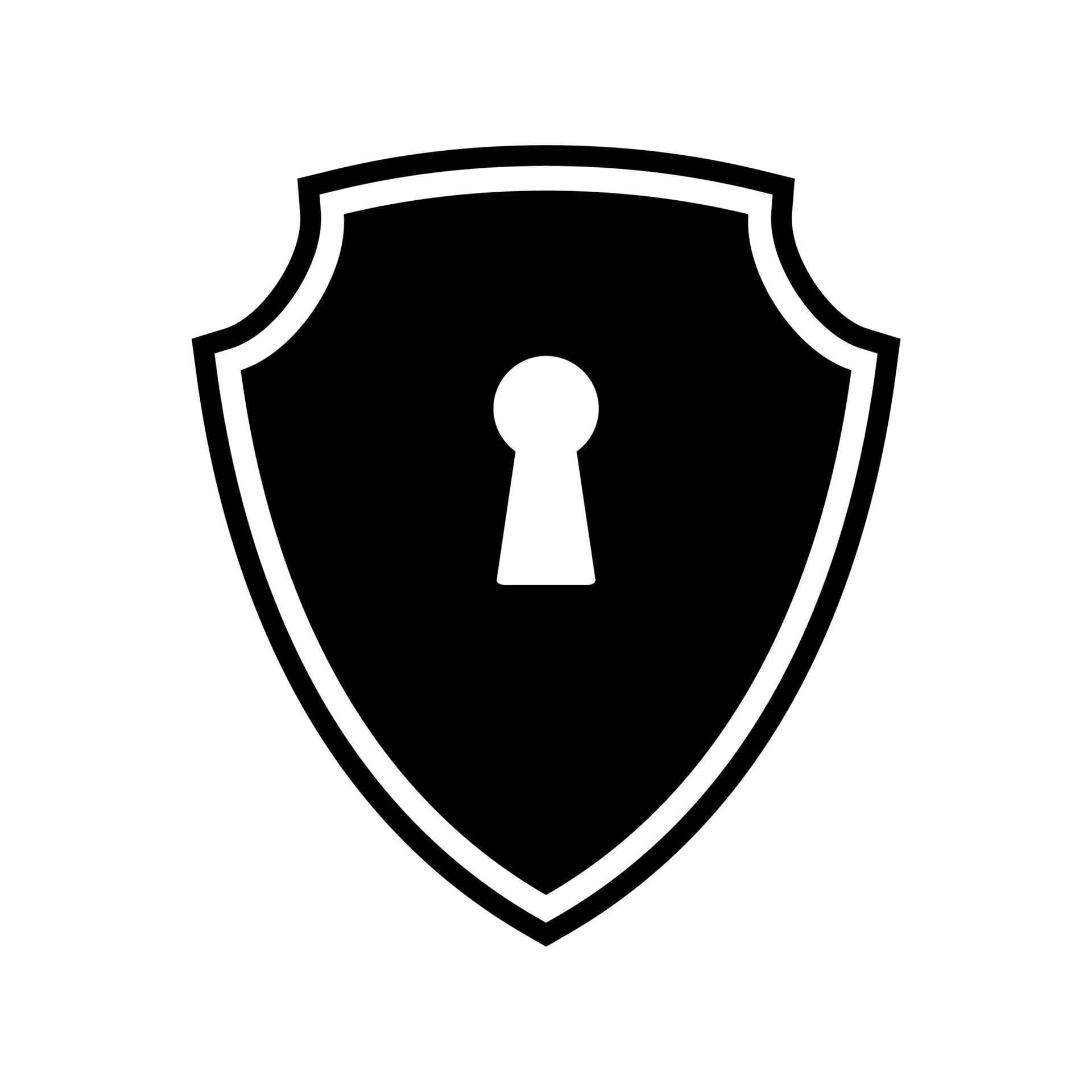 A shield with a lock, symbolizing security.