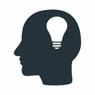 Icon of a lightbulb in a head.