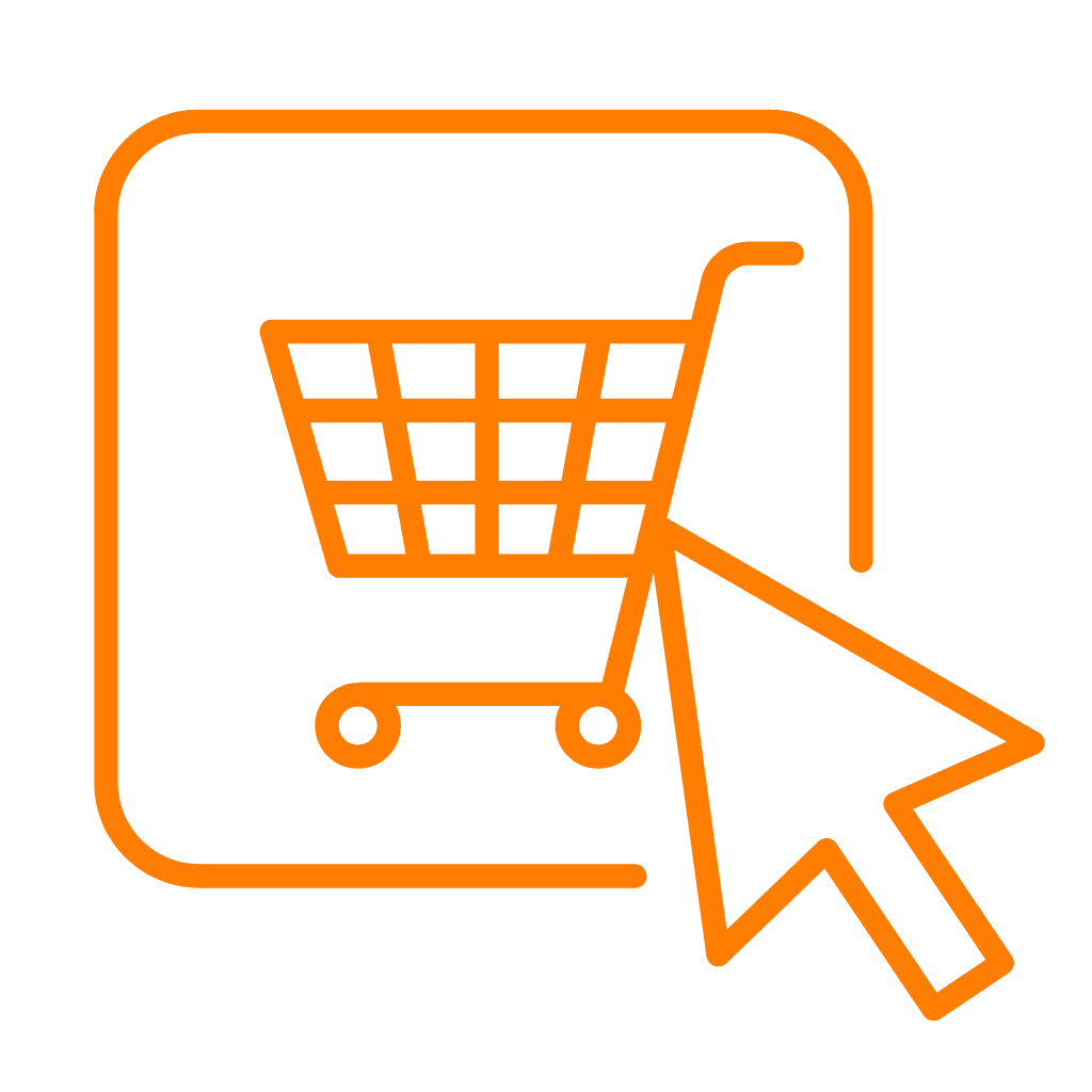 Icon of a shopping cart with a ticket.